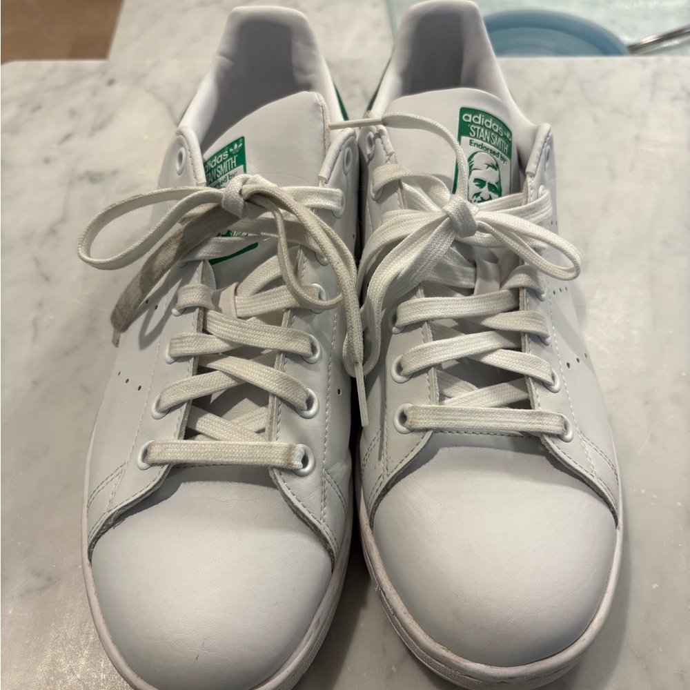 Adidas White Sneakers with Green Detail